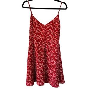 Forever 21 Red Ditsy Floral Spaghetti Strap Mini Dress Small